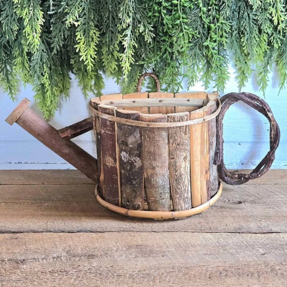 Primitive Wooden Watering Can Wall Pocket Primitive Farmhouse Decor